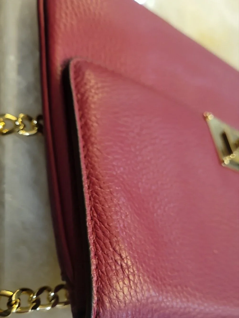 Michael Kors Cherry Pebbled Leather Clutch With Gold Hardware